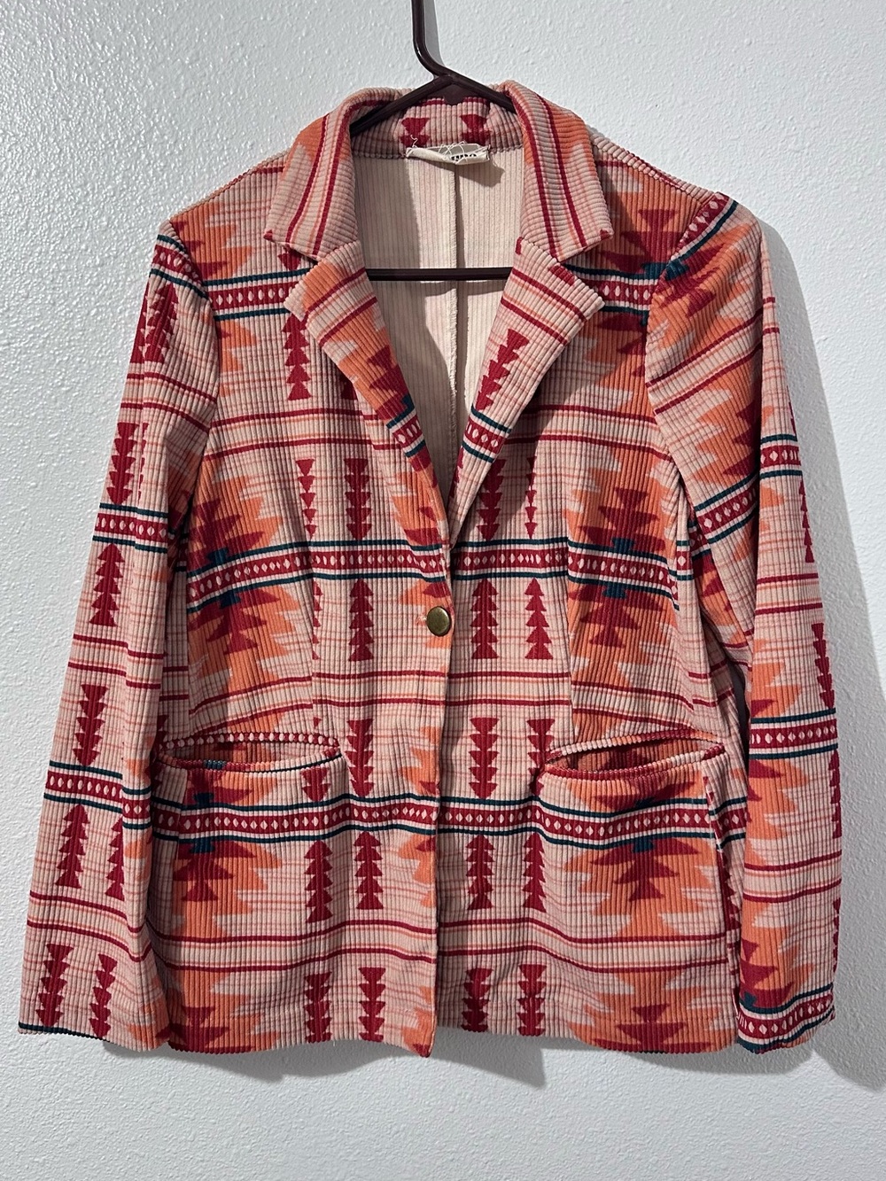 Savanna Jane Jacket Shirt Women Small Corduroy Aztec Button Up Pockets